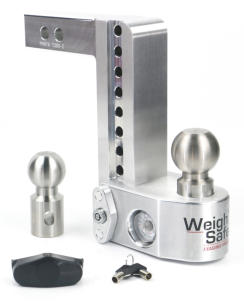 Weigh Safe Drop Hitch - 8" Drop for 2" Receiver - Aluminium Finish